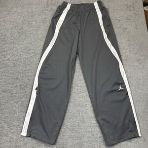 Jordan Track Pants Men's Large Gray Baggy Wide Leg Drawstring Ankle Zip Y2K